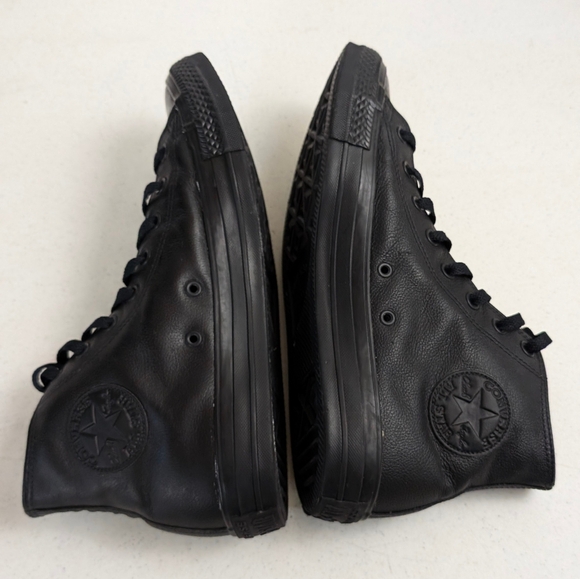 Converse Chuck Taylor Shoes All Star HighTop Black Leather 135251C Mens Size 11 - Picture 7 of 12
